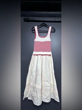 NEW Tuckernuck Moon River Striped Knit Dress Red M